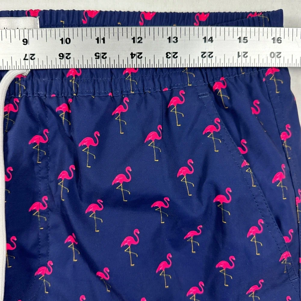 New Public Art Swim Trunks Sz Medium Navy Blue Pink Flamingo Liner Board Shorts‎